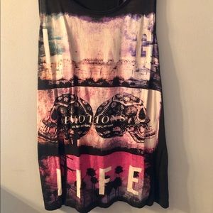 Graphic tank with low back